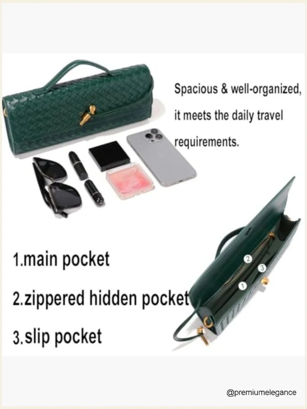 Vegan Leather Crossbody Handbag Convertible Clutch Shoulder Bag with Detachable